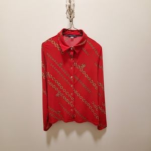 Tommy Hilfiger red and gold chain shirt